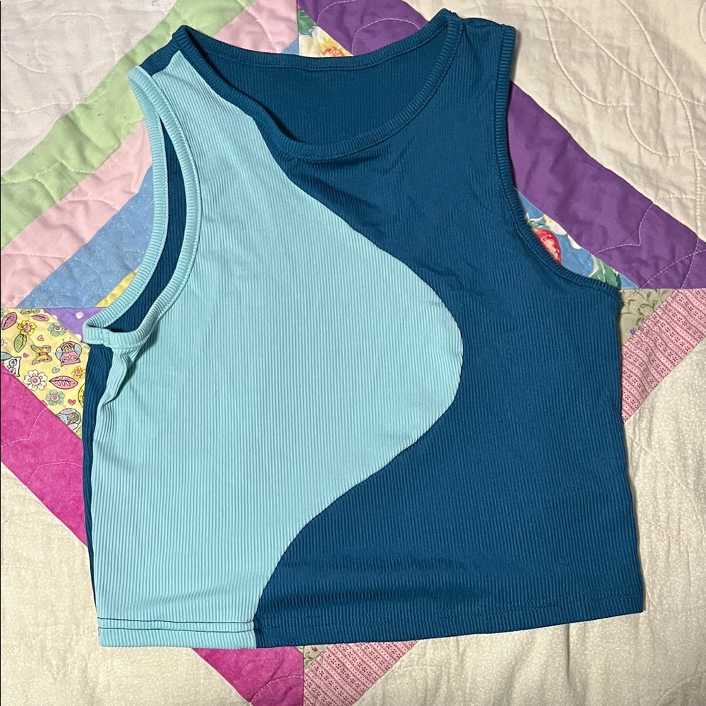 SHEIN Blue Wave Colorblock Crop Top